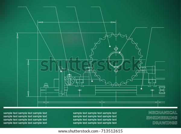 Mechanical drawings. Engineering illustration\
background. Light\
green