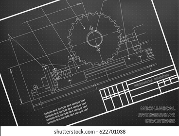 Mechanical drawings on a  white background. Engineering illustration. Frame. Black. Points