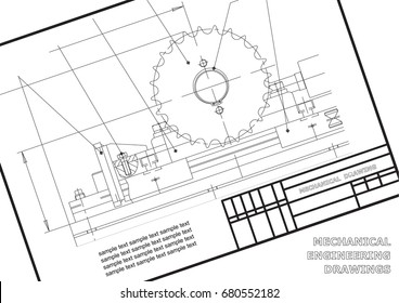 Mechanical drawings on a  white background. Engineering illustration. Frame