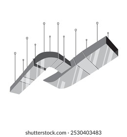 Mechanical Ducting Joint Hanging On Ceiling Vector Illustration
