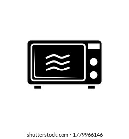 Mechanical Electric Kitchen Microwave Oven. Flat Vector Icon illustration. Simple black symbol on white background. Mechanical Kitchen Microwave Oven sign design template for web and mobile UI element