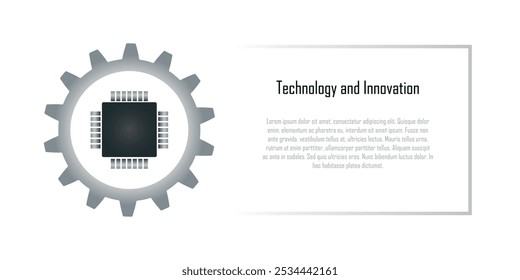 Mechanical and electronic engineering, semiconductor microchip, Internet of Things, processor in gear wheel background, mechatronic technology innovation, copy space for text