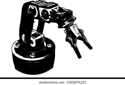 Mechanical Elegance Captivating Silhouette Vector Art Featuring an Electric Robot Arm