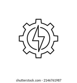 Mechanical energy icon. Gear wheel energy icon. High quality black vector illustration.