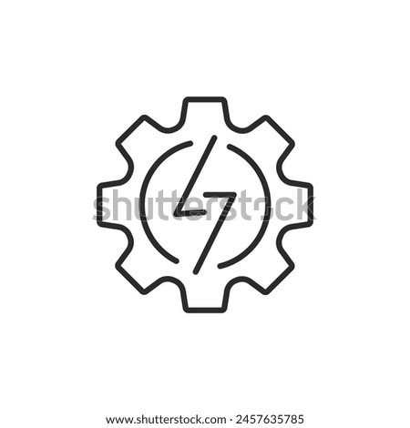 Mechanical Energy icon. This design combines a gear and a lightning bolt, symbolizing the conversion of mechanical energy into electrical energy, or the power of machinery. Vector illustration 