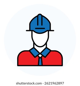 Mechanical Engineer with Helmet Flat vector Icon design