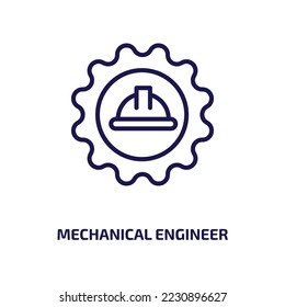 mechanical engineer icon from professions collection. Thin linear mechanical engineer, industry, engineering outline icon isolated on white background. Line vector mechanical engineer sign, symbol for