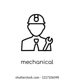 Mechanical Engineer icon. Trendy modern flat linear vector Mechanical Engineer icon on white background from thin line Professions collection, editable outline stroke vector illustration