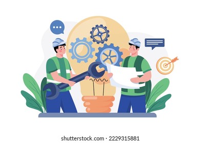 Mechanical Engineer Illustration concept. A flat illustration isolated on white background