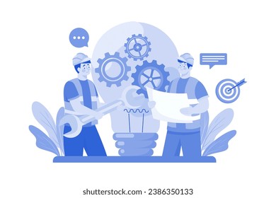 Mechanical Engineer Illustration concept on a white background