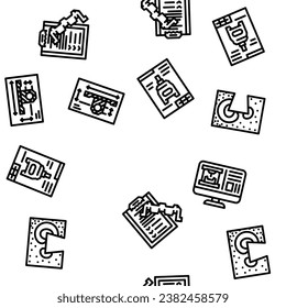 mechanical engineer industry vector seamless pattern thin line illustration