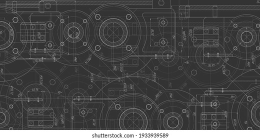 Mechanical Engineering background . Shaft gear .Technical drawing .Vector illustration.