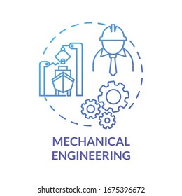 Mechanical engineering blue concept icon. Nautical industry worker. Ship repair service. Marine vessel maintenance idea thin line illustration. Vector isolated outline RGB color drawing