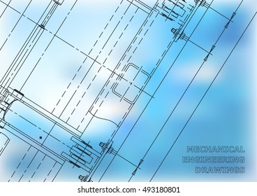 Mechanical Engineering Blue drawing. Blueprints. Mechanics. Cover. Engineering design, construction