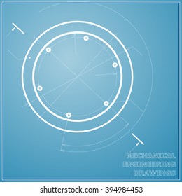 Mechanical engineering blue and white drawings. Engineering Vector background