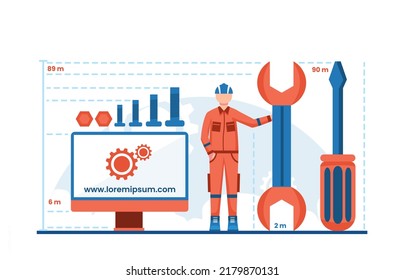 Mechanical engineering character flat illustration