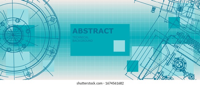 Mechanical engineering drawing. Abstract drawing. Engineering technological wallpaper