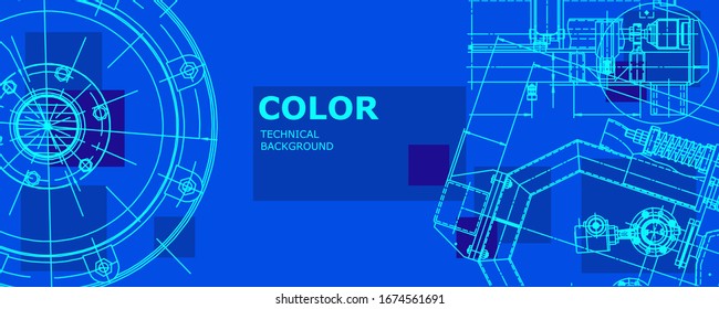Mechanical engineering drawing. Abstract drawing. Engineering technological wallpaper