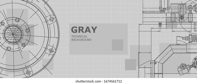 Mechanical engineering drawing. Abstract drawing. Engineering technological wallpaper