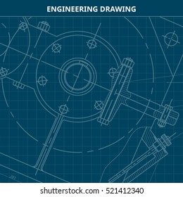 Mechanical Engineering drawing. Engineering Drawing Background. Vector.