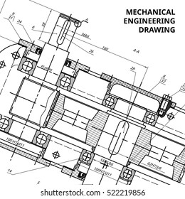 Mechanical Engineering drawing. Engineering Drawing Background. Vector.