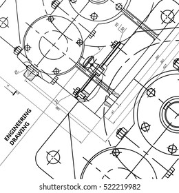 Mechanical Engineering Drawing. Engineering Drawing Background. Vector.