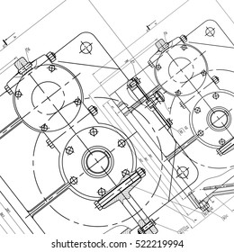 Mechanical Engineering Drawing. Engineering Drawing Background. Vector.