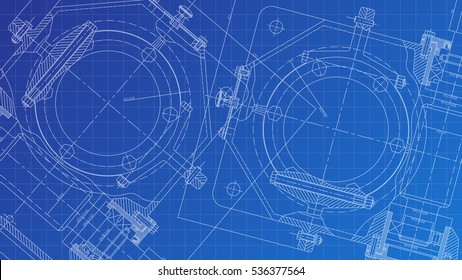 Mechanical Engineering Drawing. Engineering Drawing Background. Vector