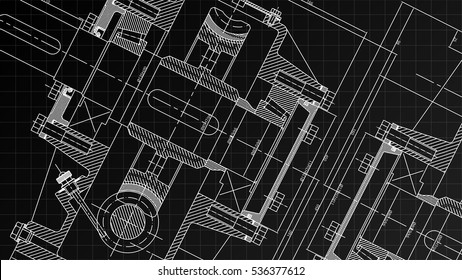Mechanical Engineering drawing. Engineering Drawing Background. Vector