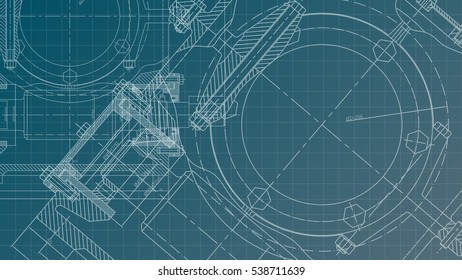 Mechanical Engineering drawing. Engineering Drawing Background. Vector.