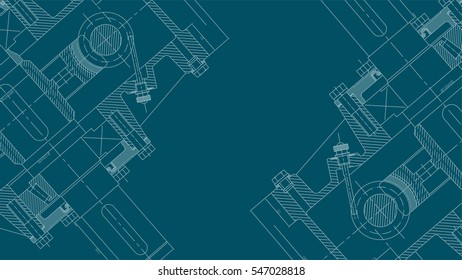 Mechanical Engineering drawing. Engineering Drawing Background. Vector Illustration.