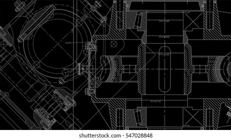 Mechanical Engineering drawing. Engineering Drawing Background. Vector Illustration.