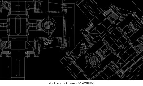 Mechanical Engineering drawing. Engineering Drawing Background. Vector Illustration.