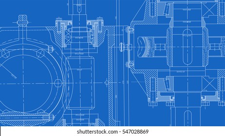 Mechanical Engineering Drawing. Engineering Drawing Background. Vector Illustration.