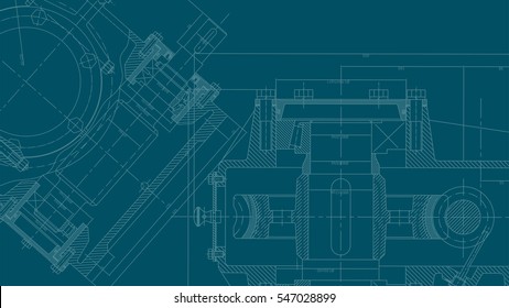 Mechanical Engineering drawing. Engineering Drawing Background. Vector Illustration.