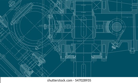 Mechanical Engineering drawing. Engineering Drawing Background. Vector Illustration.