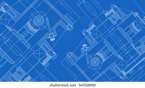 Mechanical Engineering drawing. Engineering Drawing Background. Vector Illustration.