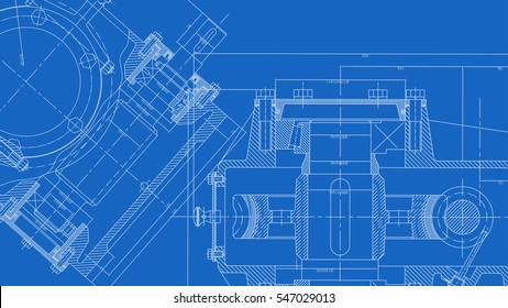 Mechanical Engineering drawing. Engineering Drawing Background. Vector Illustration.