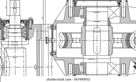 Mechanical Engineering Drawing. Engineering Drawing Background. Vector Illustration.