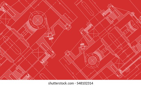 Mechanical Engineering drawing. Engineering Drawing Background. Vector Illustration.
