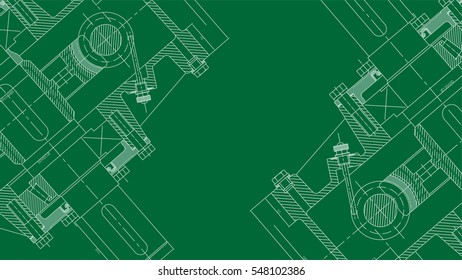 Mechanical Engineering drawing. Engineering Drawing Background. Vector Illustration.