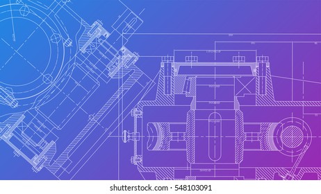 Mechanical Engineering drawing. Engineering Drawing Background. Vector Illustration.