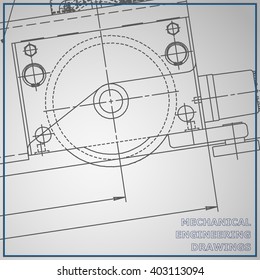 Mechanical engineering drawing blue and gray background. Engineering Vector