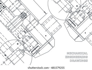 Mechanical Engineering drawing. Blueprints. Mechanics. Cover, background for your design