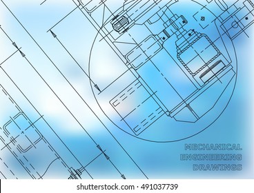 Mechanical Engineering drawing. Blueprints. Mechanics