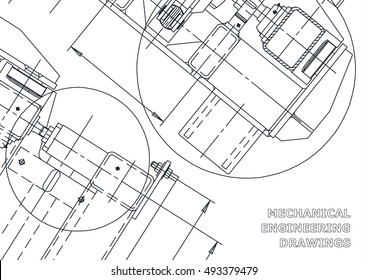 Mechanical Engineering drawing. Blueprints. Mechanics. Cover. Engineering design, instrumentation