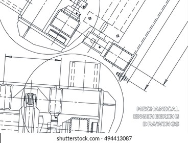 Mechanical Engineering drawing. Blueprints. Mechanics. Cover. Engineering design