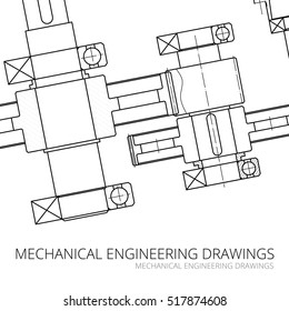 Mechanical Engineering drawing. Blueprints. Mechanics. Engineer Drawing Background. Mechanical Web Element. Vector Abstract Background.
