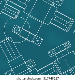 Mechanical Engineering drawing. Blueprints. Mechanics. Engineer Drawing Background. Mechanical Web Element. Vector Abstract Background.