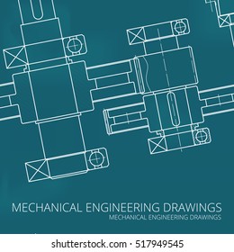 Mechanical Engineering drawing. Blueprints. Mechanics. Engineer Drawing Background. Mechanical Web Element. Vector Abstract Background.